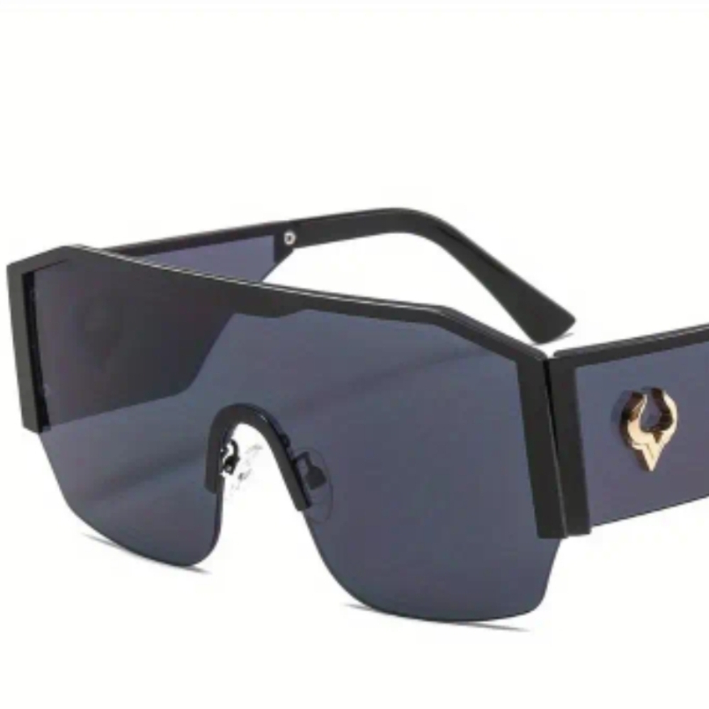 Black Oversized Sunglasses with Gold Detail